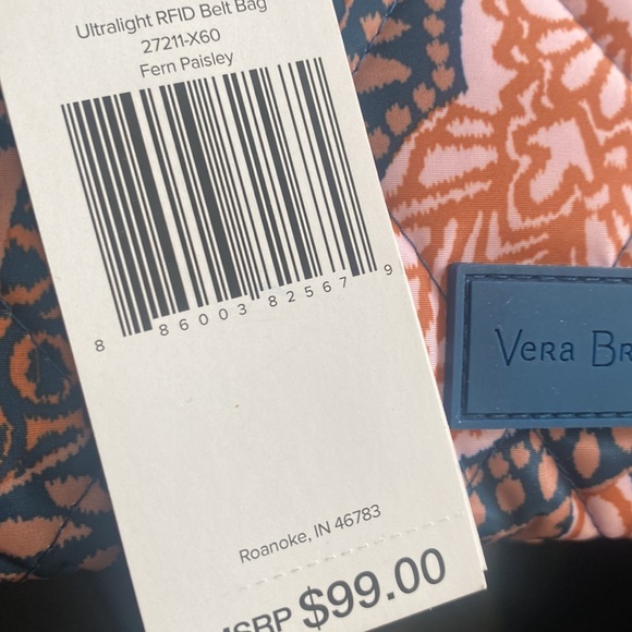 💙💗VERA BRADLEY Ultralight RFID Water Repellent Belt Bag, “Fern Paisley” - Picture 8 of 8